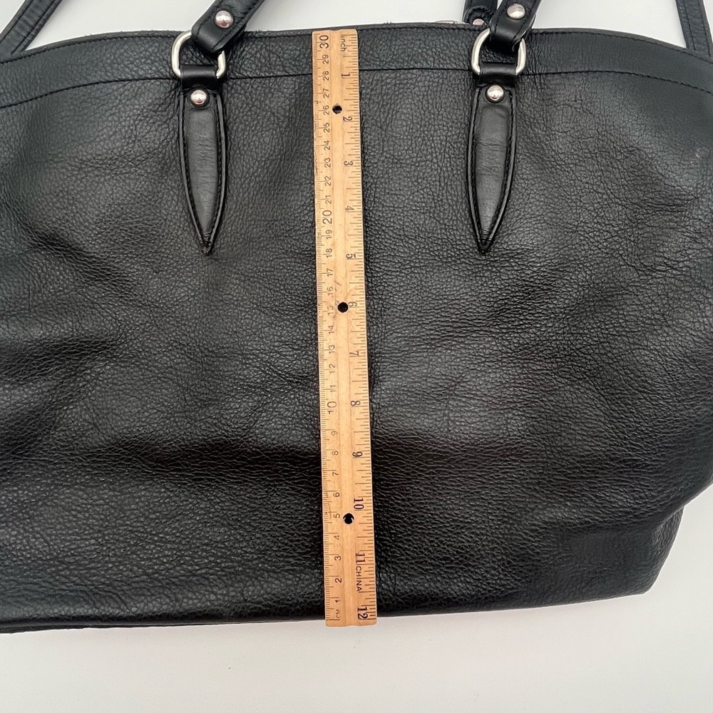 SOLD Pulicati Black Leather Bag pony hair cow print, tassel - Picture 3 of 10
